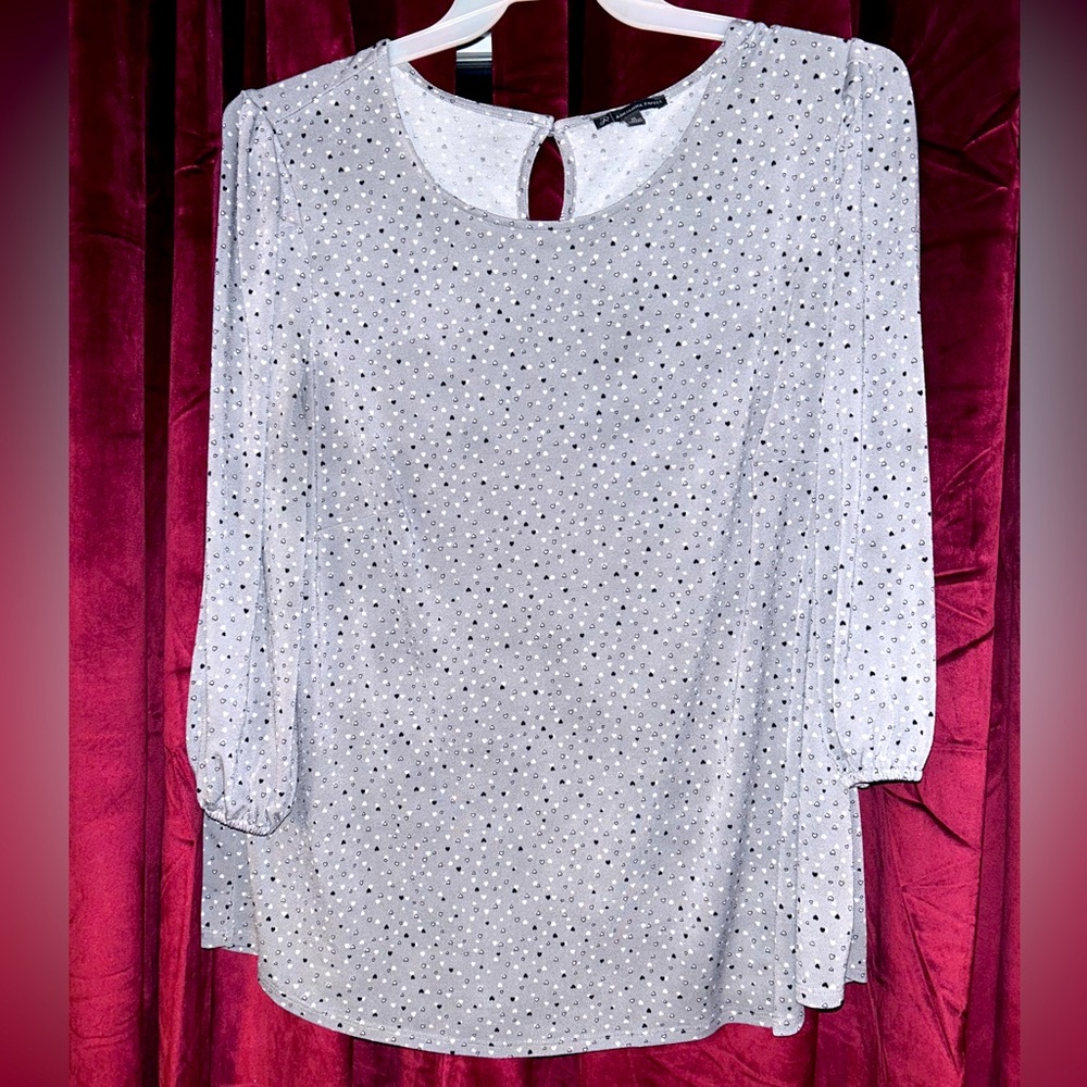 Grey Blouse Tiny Hearts